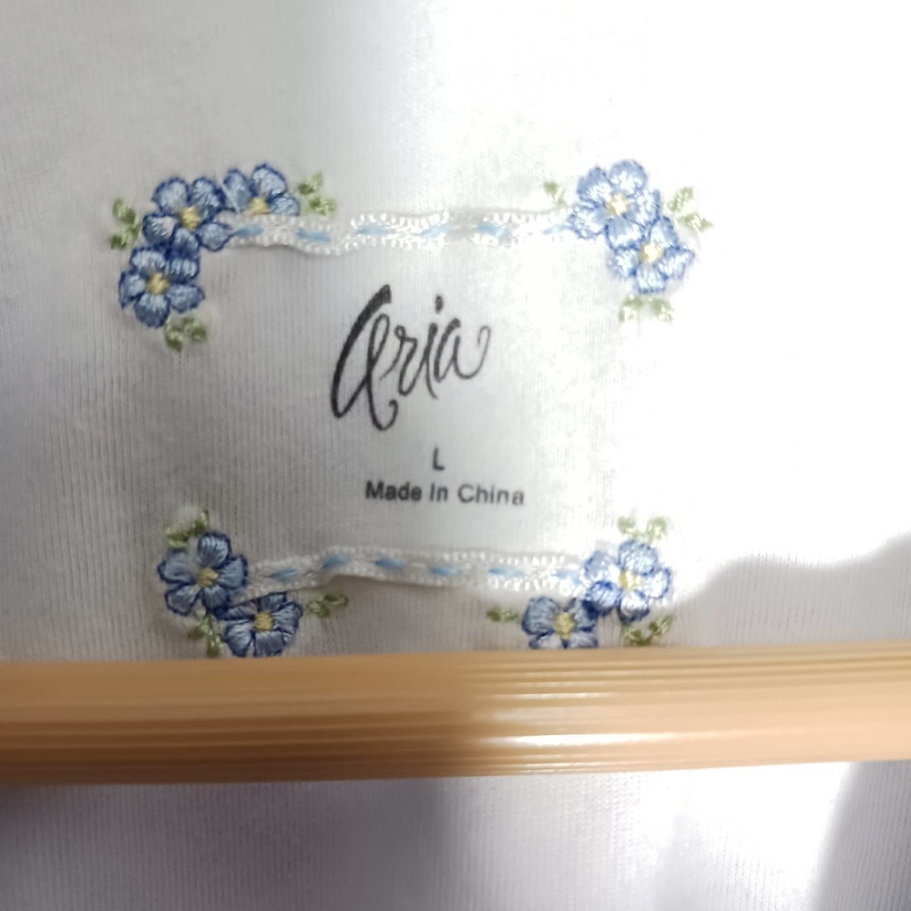 Aria Soft Collared Button Down 60% Cotton Blue Wh… - image 5